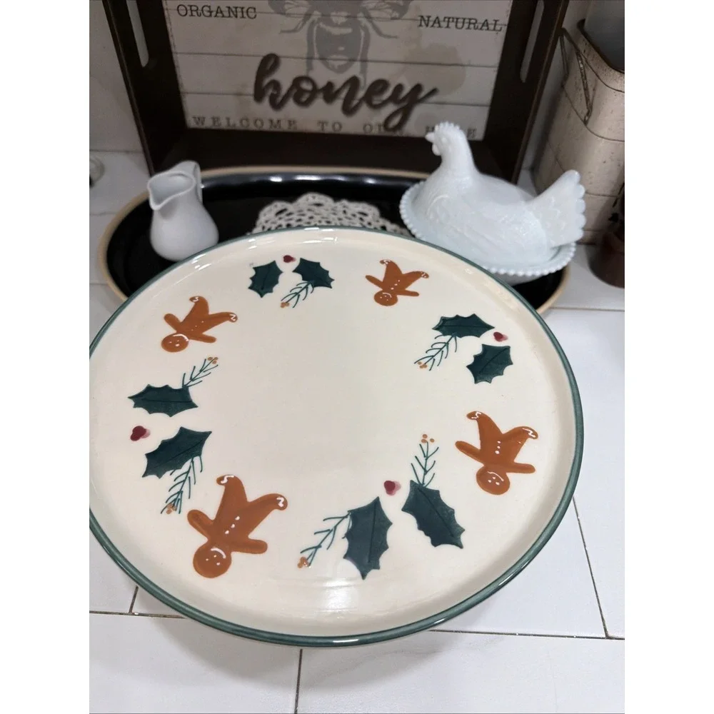 Rare‎ Gingerbread Pedestal Cake Stand Plate Glass Dome By Noble Excellence USA